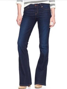 New Gap Perfect Boot Jeans Womens 32/14r Regular Dark Blue Stretch Mid Rise 1969
